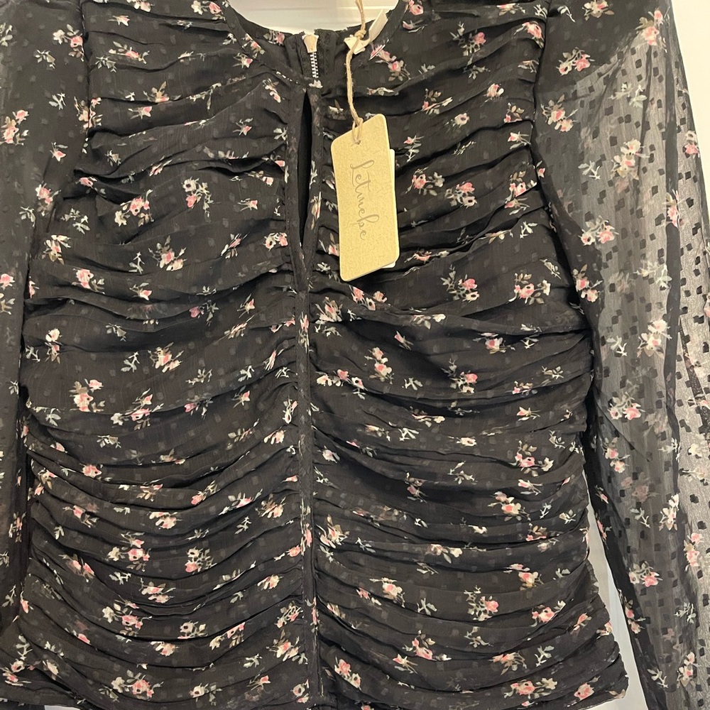 Anthropologie Let Me Be ruched floral top - Picture 3 of 5
